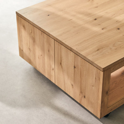 Tikamoon Massief eiken met knoesten vierkante salontafel - Naturel