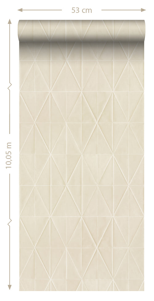 Origin Wallcoverings eco-texture vliesbehang origami motief zand beige - 0,53 x 10,05 m - 347855 - vtwonen shop