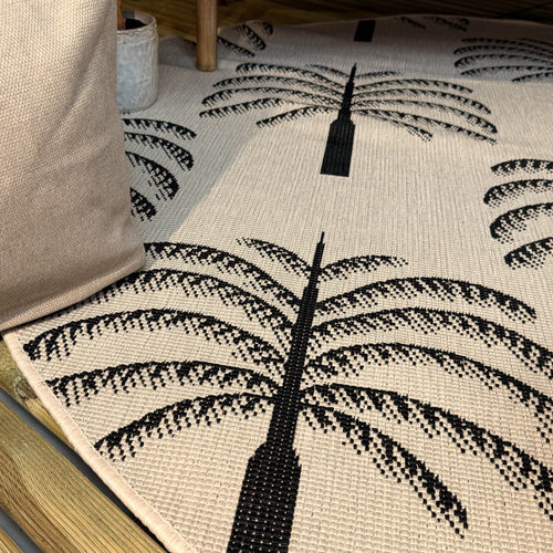 Rond buitenkleed Oase zwart/wit - Interieur05 - 240 x 240 cm