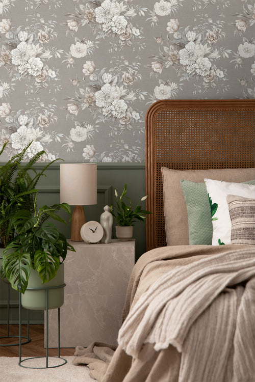 Borastapeter behang bloemstilleven taupe - 53 cm x 10.05 m - 660258 - vtwonen shop