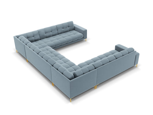 Cosmopolitan Design Panoramische bank Bali 9-zits, flueel, lichtblauw - 256x327x75cm