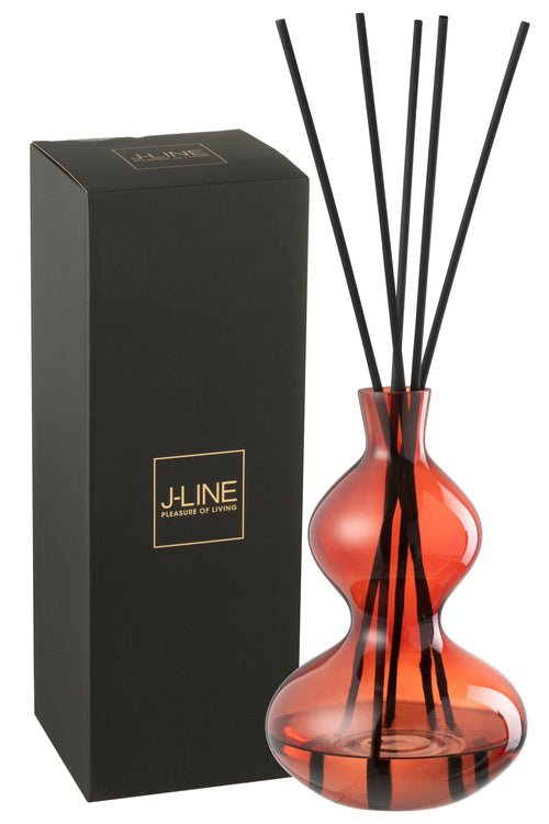 J-Line geurstokjes Olive & Frank Incense - glas - rood - large