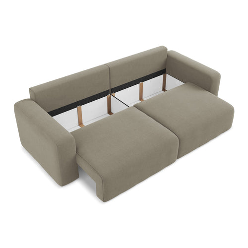 LaMiaSofa 3-zits slaapbank Ostia - textuurstof - donkerbeige - 244x102x79