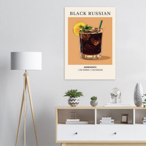 Artfulprints  Black Russian cocktail - Ingrediënten   poster A4 21x29.7 cm - vtwonen shop