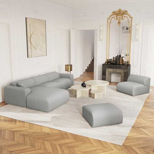 Sia Home - Grote hoekbank, links MYRA - kruisweefsel lichtgrijs 280cm