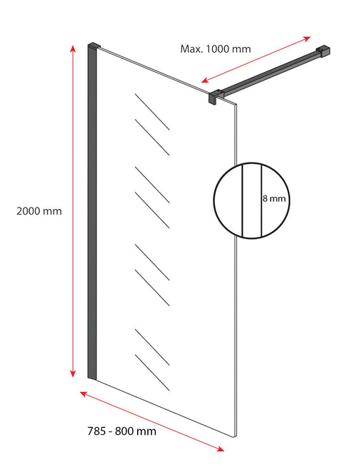 Badplaats Douchewand Florida 80 x 200 cm – Goud – Inloopdouche 8 mm Veiligheidsglas