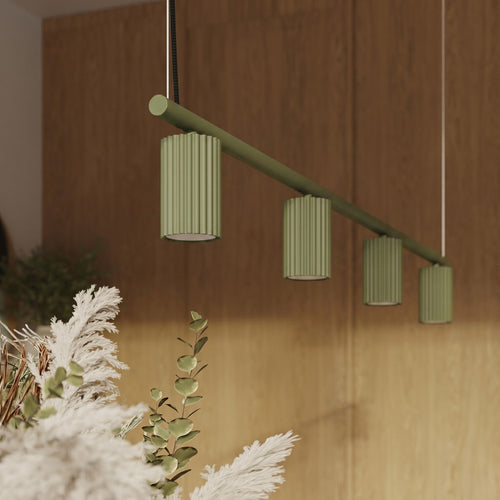 Sollux Lighting Kroonluchter KARBON 4 olijfgroen - 122x6,5x212cm