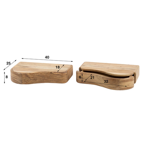 Giga Meubel Nachtkastje Organic - Naturel - Set van 2 - 40x25x8cm
