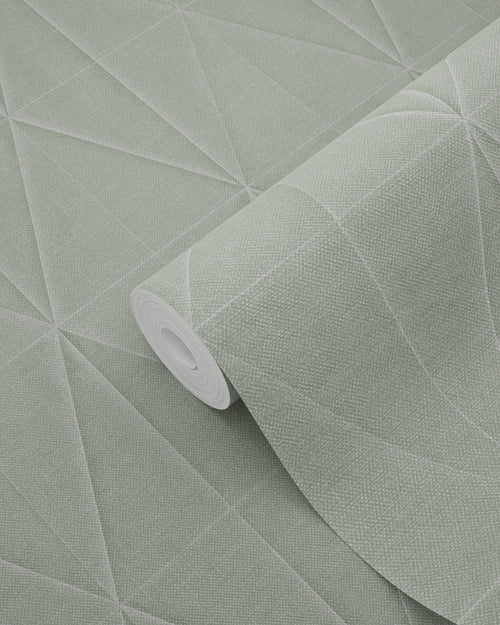 ESTAhome eco-texture vliesbehang origami motief celadon groen - 0,53 x 10,05 m - 148713 - vtwonen shop