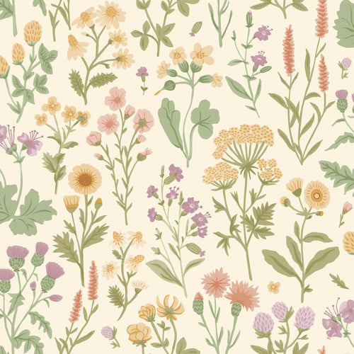 Sanders & Sanders behang veldbloemen geel en groen - 50 x 900 cm - 935378