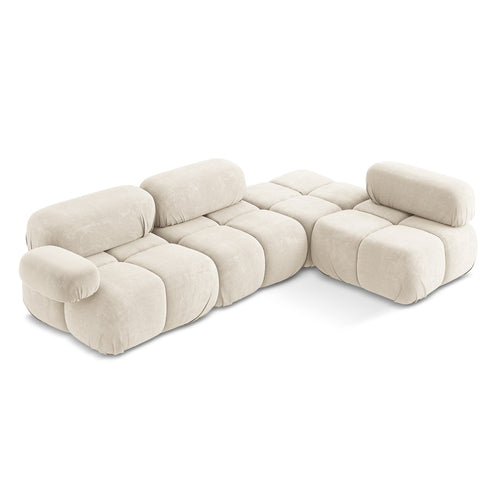 LaMiaSofa hoekbank rechts Sanremo - chenille stof - lichtbeige - 285x190x70
