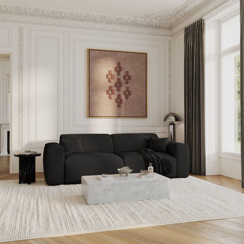 Sia Home - Rechte bank YUMA - Bouclette stof - Zwart - 240cm - vtwonen shop