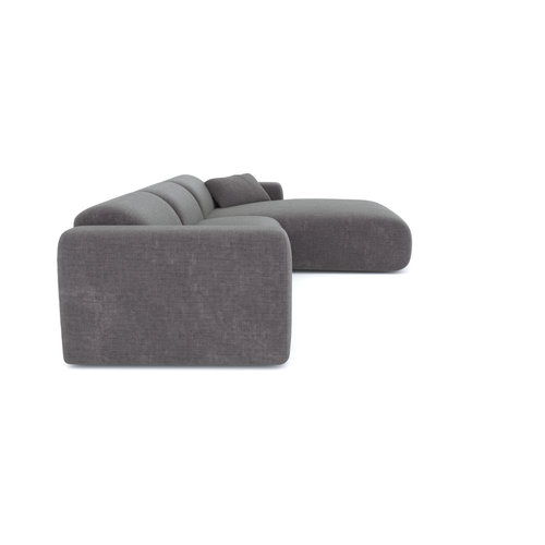 Sia Home - Hoekbank rechts MYRA - Fluweel met structuur - Grijs - 280cm - vtwonen shop