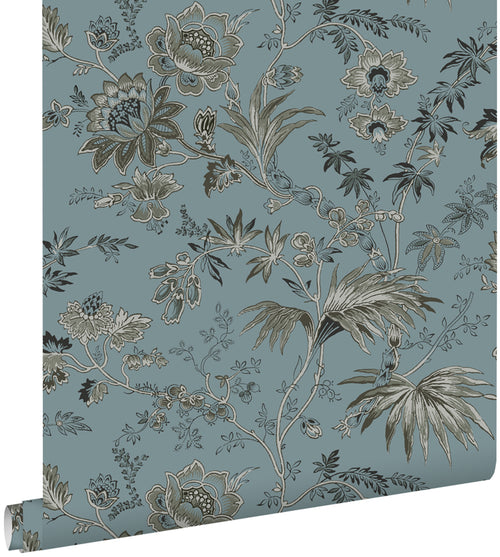 ESTAhome behang vintage bloemen vintage blauw - 50 x 900 cm - 139402