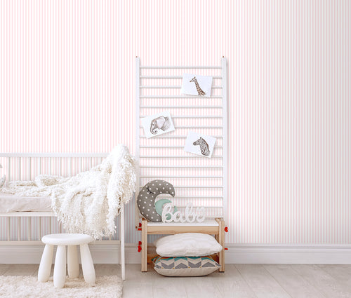 Sanders & Sanders behang strepen roze en wit - 53 cm x 10 m - 640591