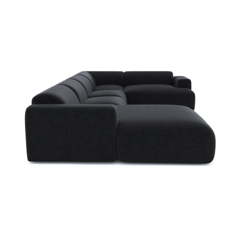 Sia Home - Panoramische bank, links MYRA - getextureerd fluweel donker antraciet 354cm