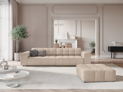 Cosmopolitan Design Poef Chicago chenille beige - 84x102x42cm