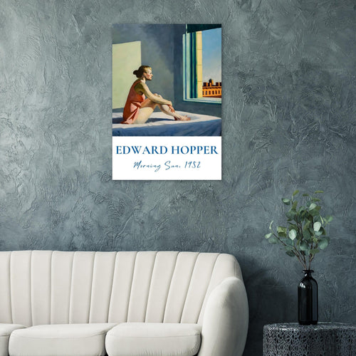 Artfulprints Poster Edward Hopper - Morning sun   - 70x100 cm - Blauw