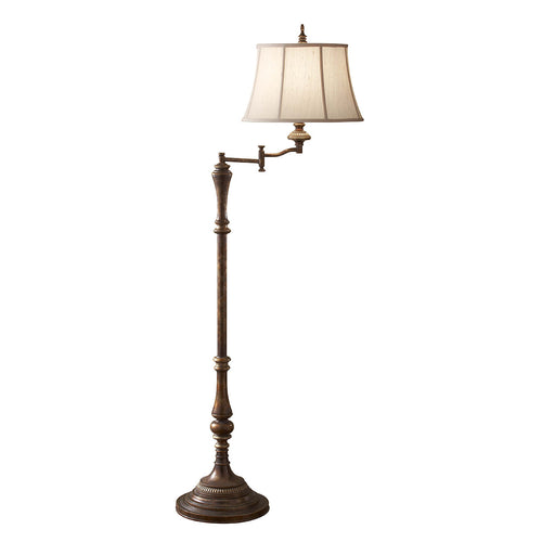 Elstead Gibson - 1 Lichts Vloerlamp Antiek Bruin E27
