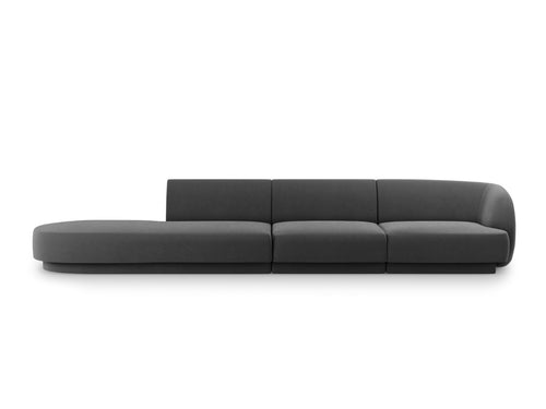Micadoni linker bank Miley 4-zits, flueel, grijs - 90x323x70cm