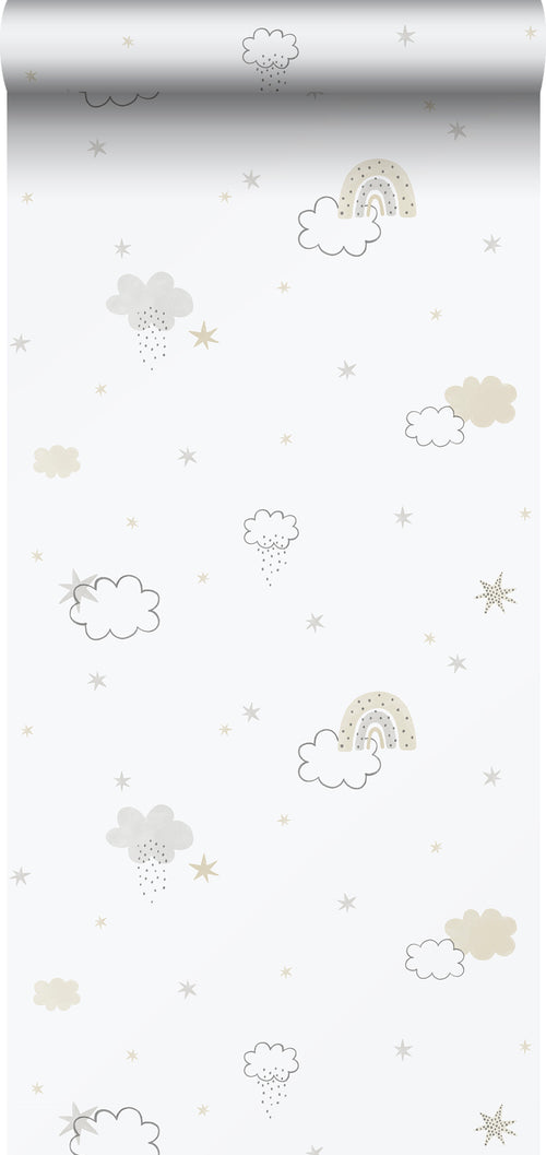 Sanders & Sanders behang wolkjes grijs, beige en wit - 53 cm x 10.05 m - 640639