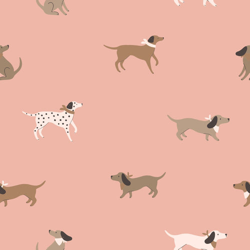 ESTAhome behang honden roze en bruin - 50 x 900 cm - 131380