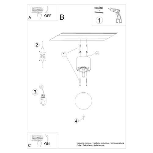Sollux Lighting Plafondlamp BOOMO 8 - 12x12x19cm