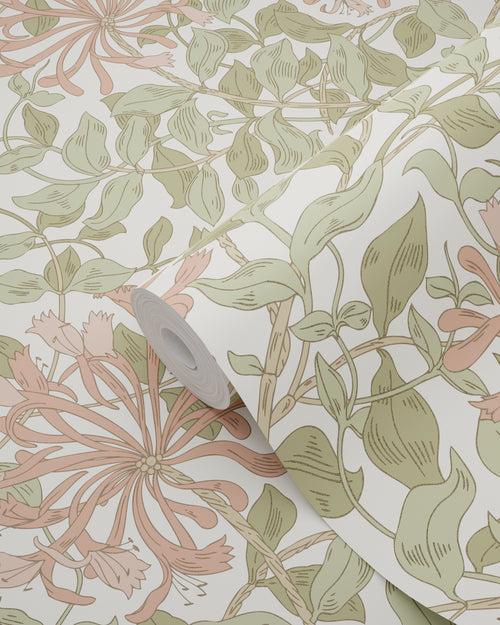 ESTAhome behang bloemen vergrijsd groen en terracotta - 50 x 900 cm - 131028 - vtwonen shop