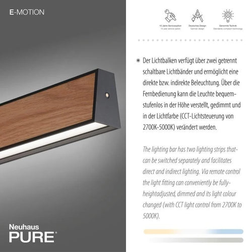 Neuhaus PURE hanglamp e-Lift - 2 lichts - 120  x 240   cm - zwart hout