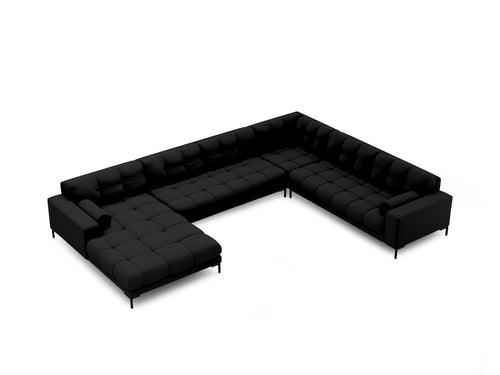 Cosmopolitan Design Panoramische hoekbank rechts Bali 7-zits, structurele stof, zwart - 256x327x75cm