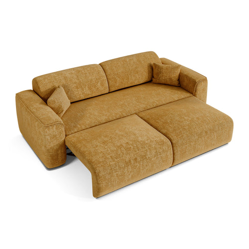Sia Home - Slaapbank YUMA - gewaafd fluweel mosterd 240cm
