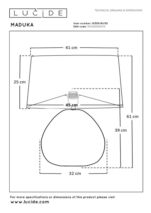 Lucide tafellamp MADUKA - 1xE27 - Zwart