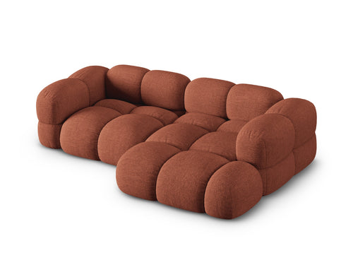 Cosmopolitan Design rechter hoekbank Loretto 3-zits, structurele stof koraal - 147x250x68cm