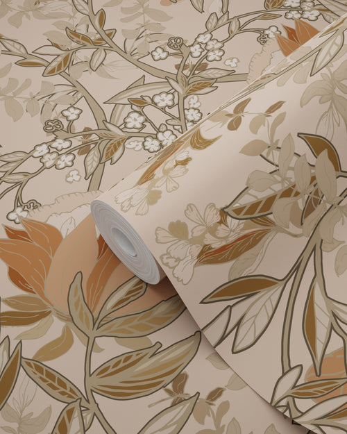 ESTAhome behang vintage bloemen in art nouveau stijl beige en terracotta - 0.53 x 10.05 m - 139460 - vtwonen shop