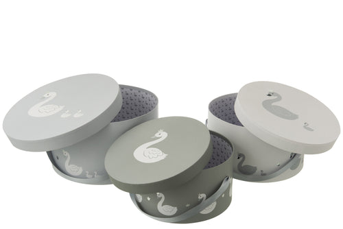 J-Line doos Zwaan - karton/riet - wit/grijs - 3 stuks - vtwonen shop