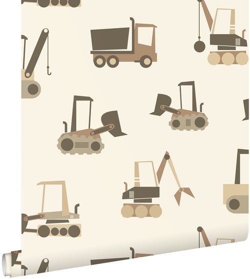 ESTAhome behang voertuigen beige en bruin - 50 x 900 cm - 132245