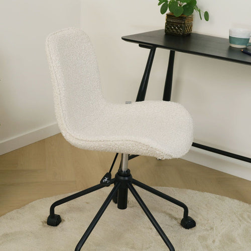 Nolon Nout-Fé Bureaustoel Bouclé Beige - Zwart Onderstel - Stof - vtwonen shop