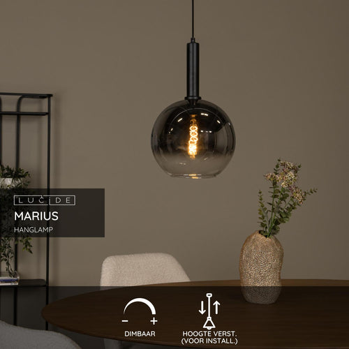 Lucide hanglamp MARIUS - 1xE27 - Zwart - vtwonen shop