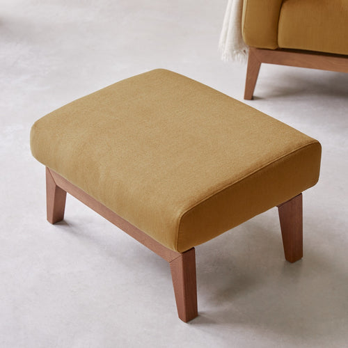 Tikamoon Fauteuil van massief eiken en mosterdgele stof - Mosterd