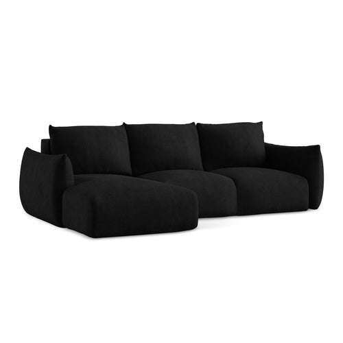 LaMiaSofa hoekbank links Savona - chenille stof - zwart - 242x162x90