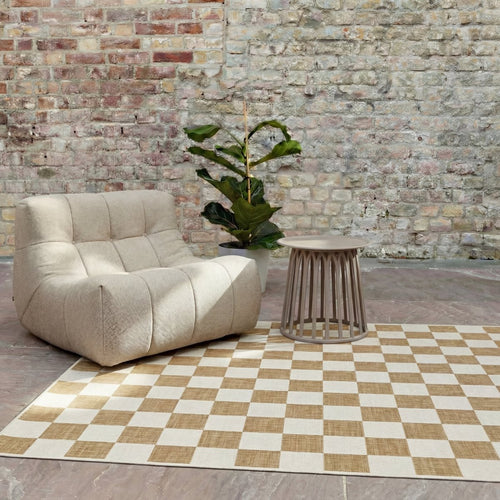 Buitenkleed Level blokken - checkerboard jute - Interieur05