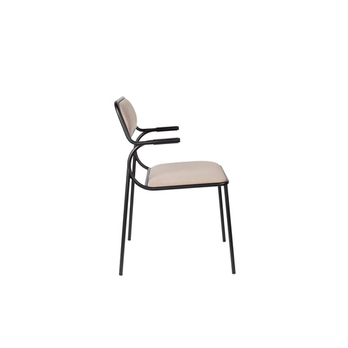 Zuiver Alba Eetkamerstoelen armleuning Zwart/Beige - Set van 2 - vtwonen shop