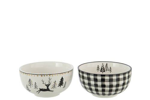 J-Line schaal Dolomiet - keramiek - wit/zwart - 2 stuks - vtwonen shop