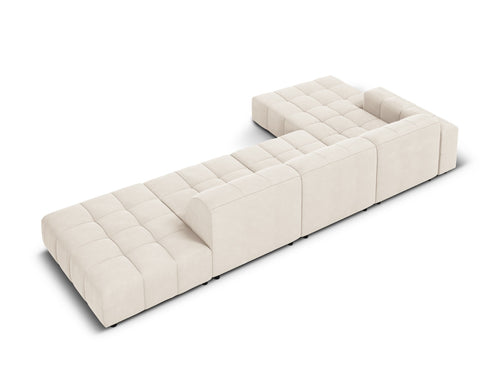 Cosmopolitan Design linker hoekbank Chicago 5-zits, flueel lichtbeige - 167x348x78cm