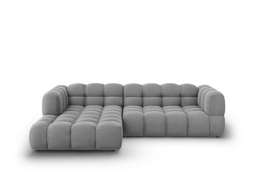 Cosmopolitan Design Modulaire hoekbank links Sky 4-zits, flueel, lichtgrijs - 162x272x70cm