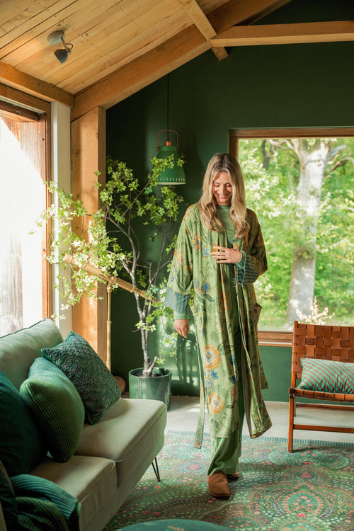 Pip Studio - Britta Pyjama Broek Dames - Velvet - Groen - XXL - vtwonen shop