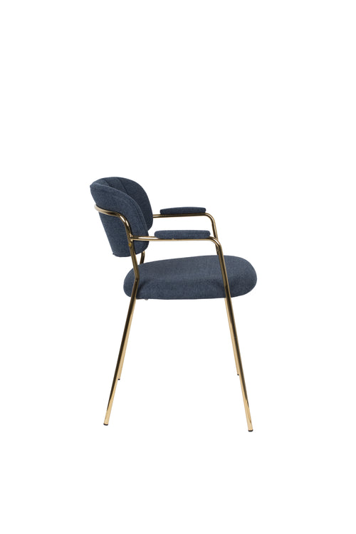 Housecraft Living Jolien Eetkamerstoelen armleuning Goud/Donker Blauw - Set van 2 - vtwonen shop