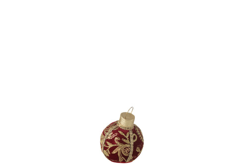 J-Line kerstbal Patroon - polyfoam/textiel - rood/goud - small - vtwonen shop