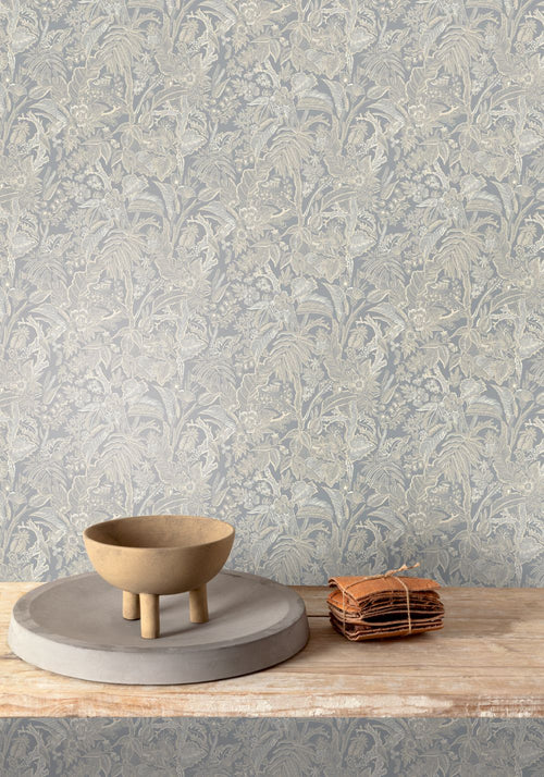 Masureel behang bloemen grijs - 53 cm x 10.05 m - 630985 - vtwonen shop