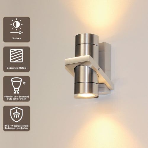 Artdelight wandlamp Double - 2 lichts - 11.7  x 16.2   cm - aluminium